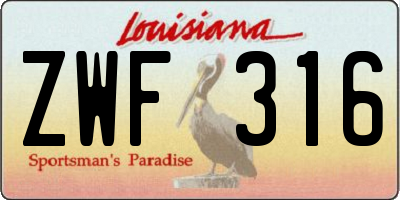 LA license plate ZWF316