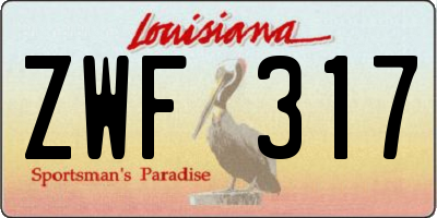LA license plate ZWF317