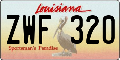 LA license plate ZWF320