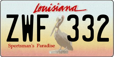 LA license plate ZWF332