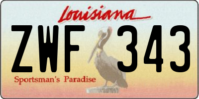 LA license plate ZWF343