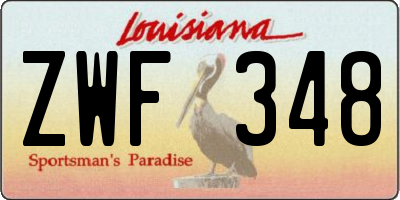 LA license plate ZWF348