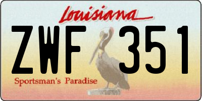 LA license plate ZWF351