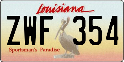 LA license plate ZWF354