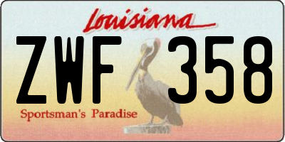 LA license plate ZWF358
