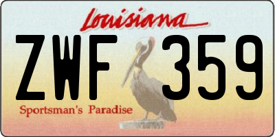 LA license plate ZWF359