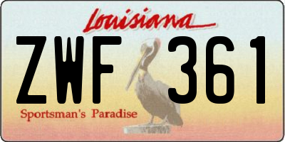 LA license plate ZWF361