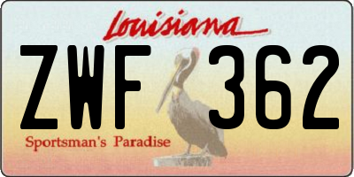 LA license plate ZWF362
