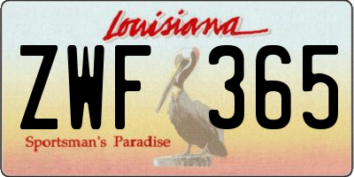 LA license plate ZWF365