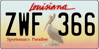 LA license plate ZWF366