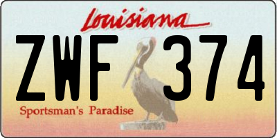 LA license plate ZWF374