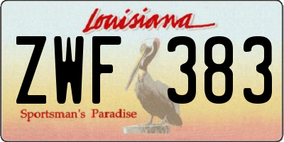 LA license plate ZWF383