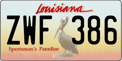 LA license plate ZWF386