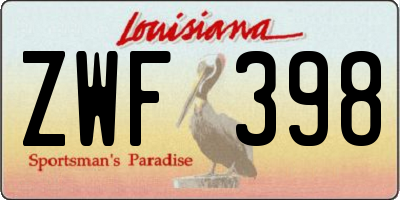 LA license plate ZWF398