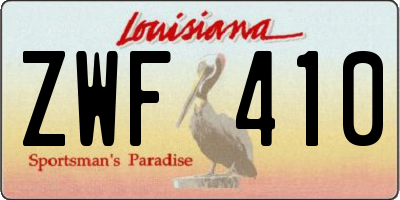 LA license plate ZWF410
