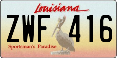 LA license plate ZWF416