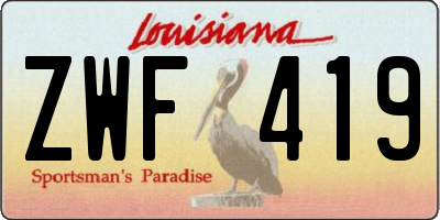 LA license plate ZWF419