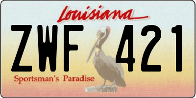 LA license plate ZWF421