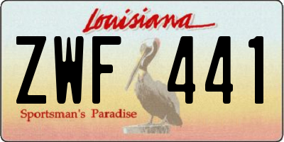 LA license plate ZWF441