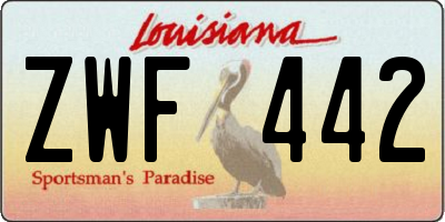 LA license plate ZWF442