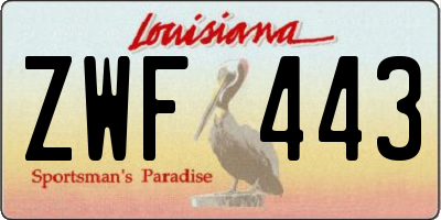 LA license plate ZWF443