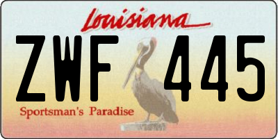 LA license plate ZWF445