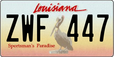 LA license plate ZWF447