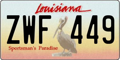 LA license plate ZWF449