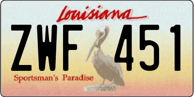 LA license plate ZWF451