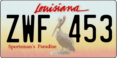 LA license plate ZWF453