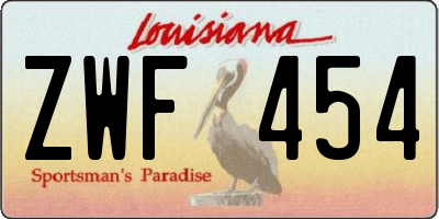 LA license plate ZWF454