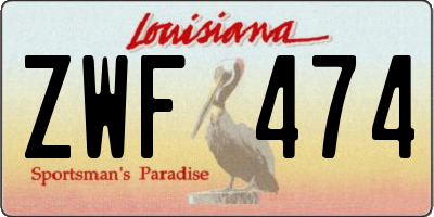 LA license plate ZWF474