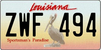 LA license plate ZWF494
