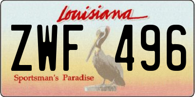LA license plate ZWF496