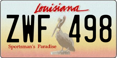 LA license plate ZWF498