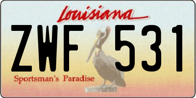 LA license plate ZWF531