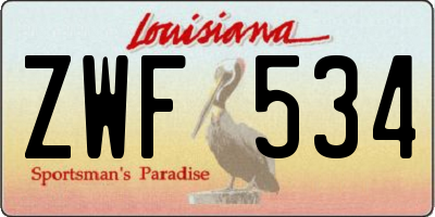 LA license plate ZWF534