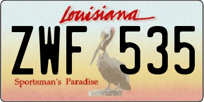 LA license plate ZWF535