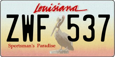 LA license plate ZWF537