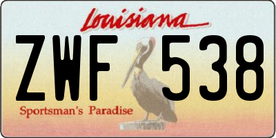 LA license plate ZWF538