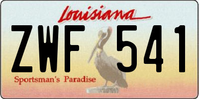 LA license plate ZWF541