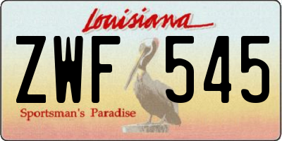 LA license plate ZWF545