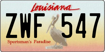 LA license plate ZWF547