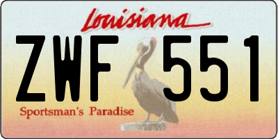 LA license plate ZWF551