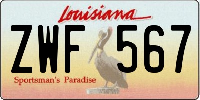 LA license plate ZWF567