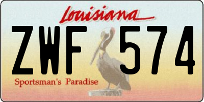 LA license plate ZWF574