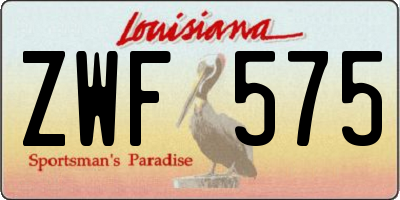 LA license plate ZWF575