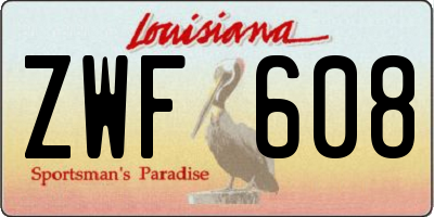 LA license plate ZWF608