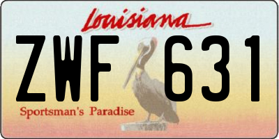 LA license plate ZWF631