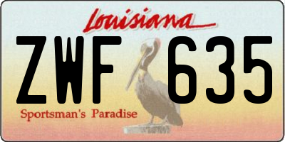 LA license plate ZWF635
